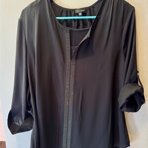 Black Women's Top with Rhinestone Detail